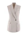 Brunello Cucinelli Metallic-threading Sleeveless Blazer In Nude