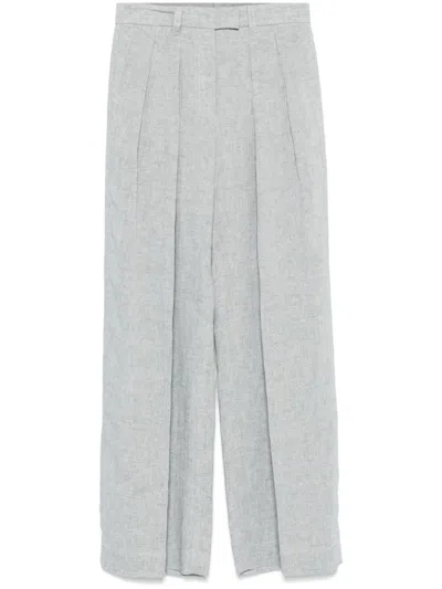 Brunello Cucinelli Metallic-threading Trousers In 蓝色