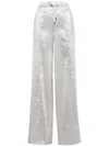 Brunello Cucinelli Women's Sparkling Linen Gabardine Loose Track Trousers In Grey