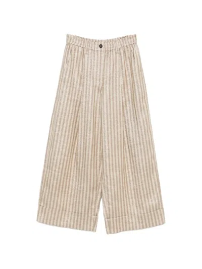 Brunello Cucinelli Metallic-effect Striped Trousers In Neutral