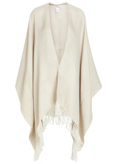 Brunello Cucinelli Metallic-knit Linen-blend Poncho In Neutral