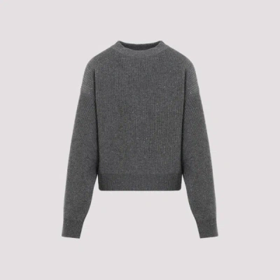 Brunello Cucinelli Micro Paillette Sweater Xs In Gray