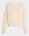 Brunello Cucinelli Micro Paillettes V-neck Mohair Knit Sweater In White