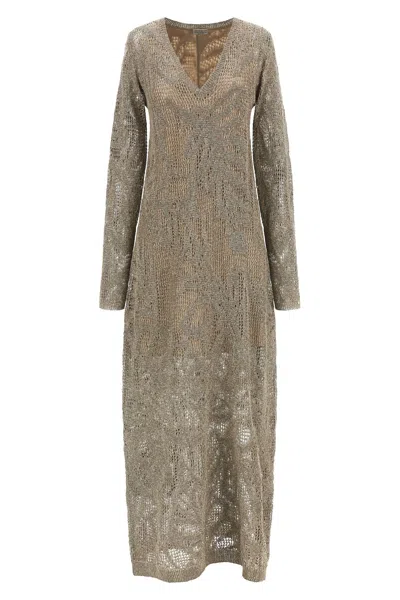 Brunello Cucinelli Sequin-embellishment Knitted Dress In Neutral