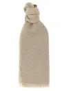 Brunello Cucinelli Sequin Embellished Fringed Rectangular Scarf In Beige