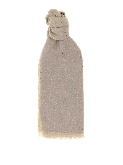Brunello Cucinelli Micro Sequin Scarf In Neutral