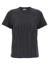 Brunello Cucinelli Striped Sequin Cotton Jersey Short-sleeve T-shirt