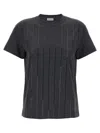 Brunello Cucinelli Striped Sequin Cotton Jersey Short-sleeve T-shirt