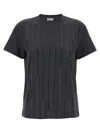 Brunello Cucinelli Striped Sequin Cotton Jersey Short-sleeve T-shirt