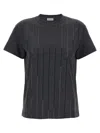 Brunello Cucinelli Striped Sequin Cotton Jersey Short-sleeve T-shirt