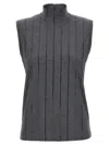 Brunello Cucinelli Sequin High Neck Sleeveless Top With Vertical Stripes In Black