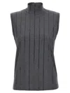 Brunello Cucinelli Sequin High Neck Sleeveless Top With Vertical Stripes In Gray