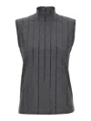 Brunello Cucinelli Sequin High Neck Sleeveless Top With Vertical Stripes