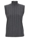 Brunello Cucinelli Sequin High Neck Sleeveless Top With Vertical Stripes In Black