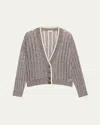Brunello Cucinelli Micro Sequined Linen French Riveria Cardigan In Medium Grey
