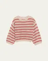 Brunello Cucinelli Micro Sequined Linen French Riveria Stripe Sweater In Cool Beige