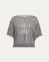 Brunello Cucinelli Micro Sequined Linen French Riveria Sweater In Cdd25 Dark Grey