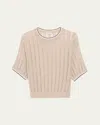 BRUNELLO CUCINELLI MICRO SEQUINED LINEN FRENCH RIVERIA SWEATER