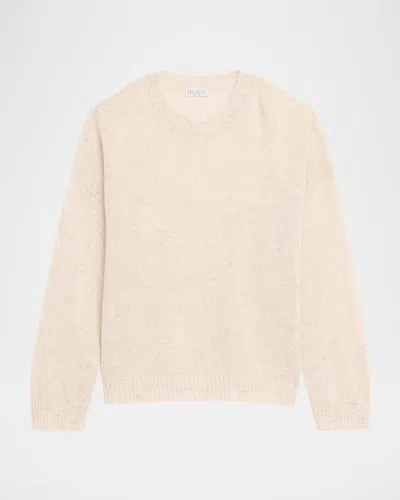 Brunello Cucinelli Micro Sequined Mohair Sweater In Natural