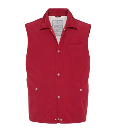 Brunello Cucinelli Microfiber Water-resistant Gilet In Red