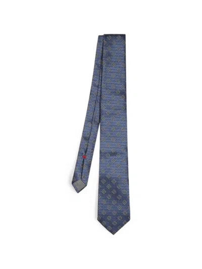 Brunello Cucinelli Micro-pattern Silk Tie In Blue
