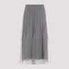 Brunello Cucinelli Crispy Mid Grey Silk Organza Midi Skirt In Grey