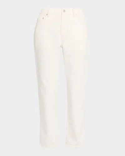 Brunello Cucinelli Mid-rise Cotton Bull Straight-leg Ankle Jeans In Brown