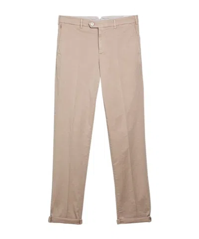 Brunello Cucinelli Mid-rise Cotton Chino Trousers In Nude