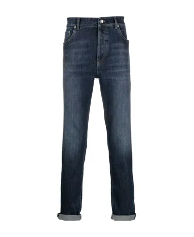 Brunello Cucinelli Mid-rise Cotton Jeans In Black