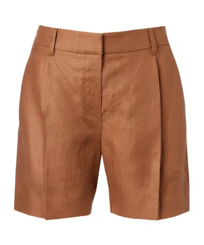 Brunello Cucinelli Mid-rise Linen Bermuda Shorts In Brown