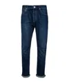 Brunello Cucinelli Light Blue Straight Leg Denim Jeans With Rolled Hem In Black