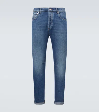 Brunello Cucinelli Relaxed-fit Denim Trousers With Rolled Cuffs In Blue