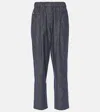 Brunello Cucinelli Trousers Elastic Waistband Contrast Stitching In Blue