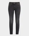 Brunello Cucinelli Mid-rise Slim-leg Ankle Denim Jeans In C8341 Dark Black Den