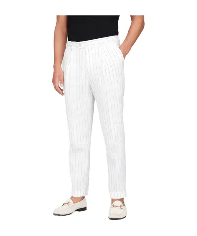 Brunello Cucinelli Mid-rise Stripe-printed Straight-leg Trousers In White