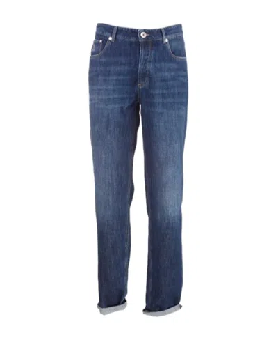 Brunello Cucinelli Mid-rise Tapered Jeans In Blue