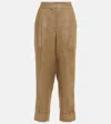 Brunello Cucinelli Mid-rise-hose Aus Leinen In Camel/oro