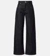 Brunello Cucinelli Women Loose Flared Denim Pants With Moniline In Black