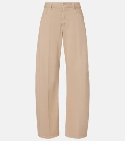 Brunello Cucinelli Mid-rise Wide-leg Jeans In Brown