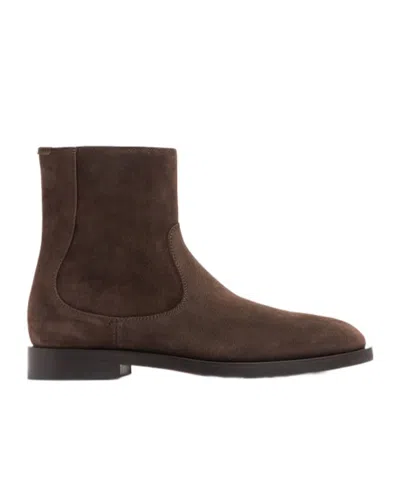 Brunello Cucinelli Midheel Straightleg Ankle Boots In Black