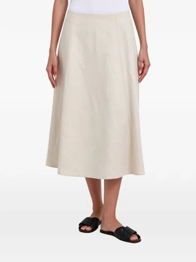 Brunello Cucinelli Couture Wool Gabardine A-line Midi Skirt In Neutral