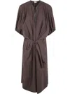 Brunello Cucinelli Midi Belt Dress In Brown