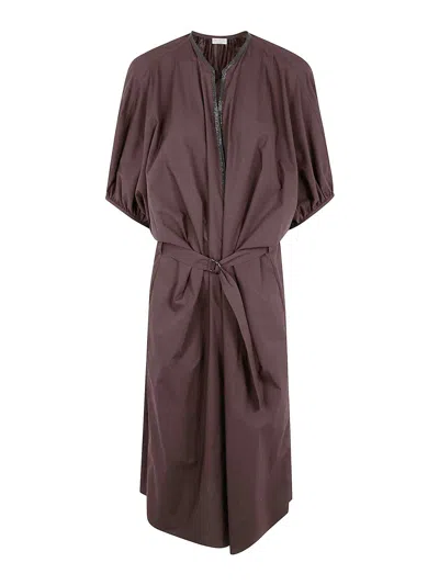 BRUNELLO CUCINELLI VESTIDO MIDI - MARRÓN