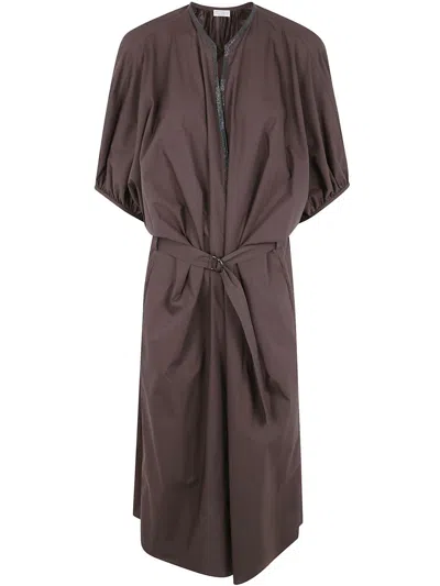 BRUNELLO CUCINELLI BRUNELLO CUCINELLI MIDI BELT DRESS CLOTHING