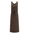 Brunello Cucinelli Maxi Dress With Drawstring Waist In Brown