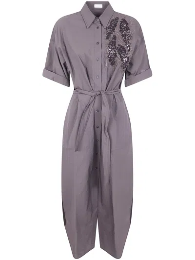 Brunello Cucinelli Midi Dress In Brown