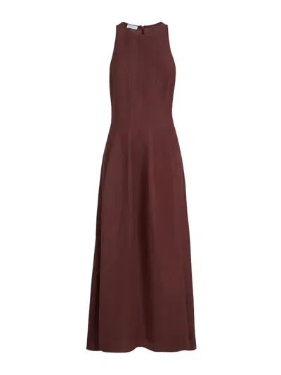 Brunello Cucinelli Midi Dress In Brown