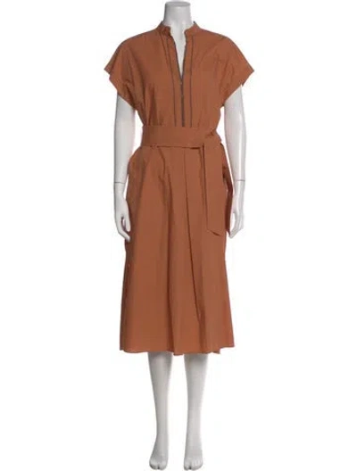 Pre-owned Brunello Cucinelli Midi Length Dress In Orange