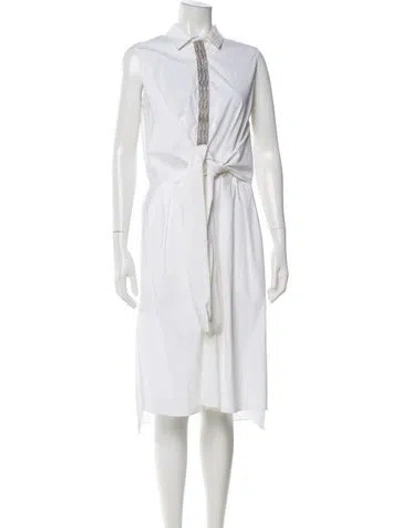 Pre-owned Brunello Cucinelli Midi Length Dress In White