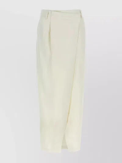 Brunello Cucinelli Midi Length Wrap Skirt With Back Pocket In White